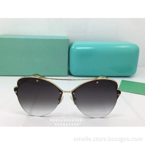 Semi Rimless Butterfly Sunglasses For Women